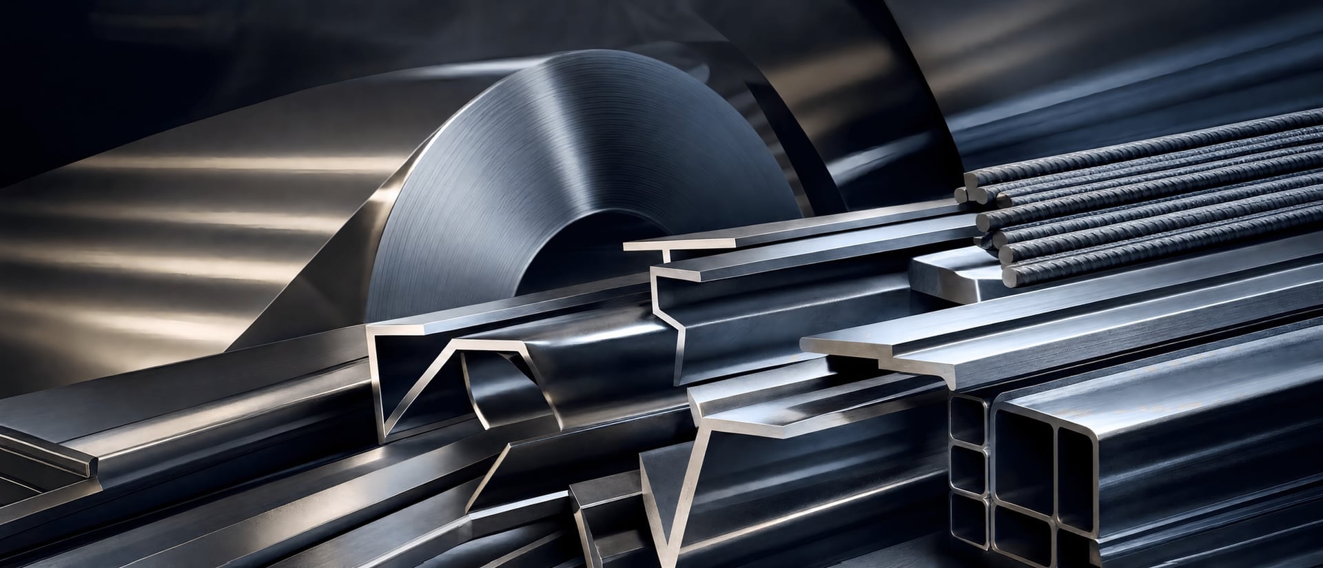 Steel coil, beams, angles, rebar and hollow sections